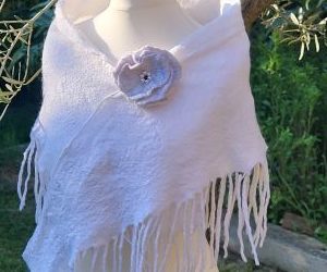 Nuno Felted Neck Shawl and Corsage